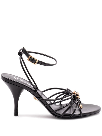 Versace Medusa Opera Bow Leather Sandals Black