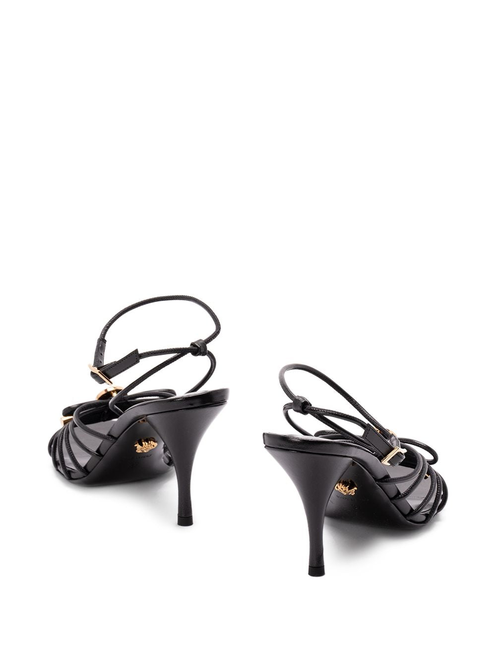 Versace Medusa Opera Bow Leather Sandals Black