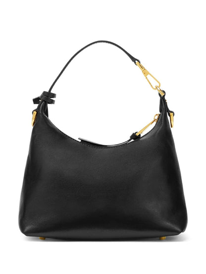 Versace Tag Lambskin Hobo Bag Black