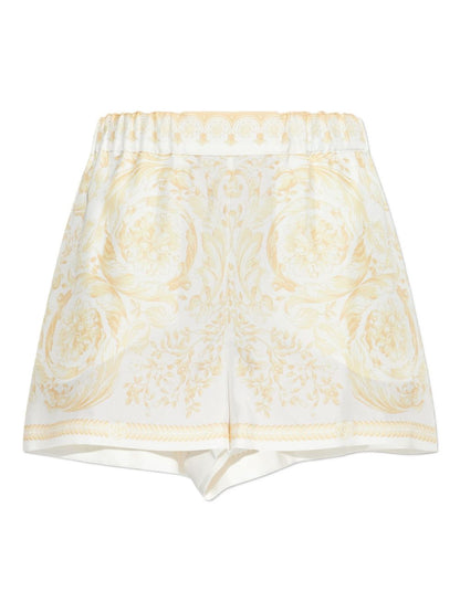 Versace Silk Barocco Print Shorts Golden golden