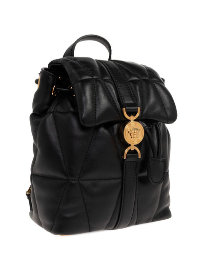Versace Quilted Drawstring Backpack Black