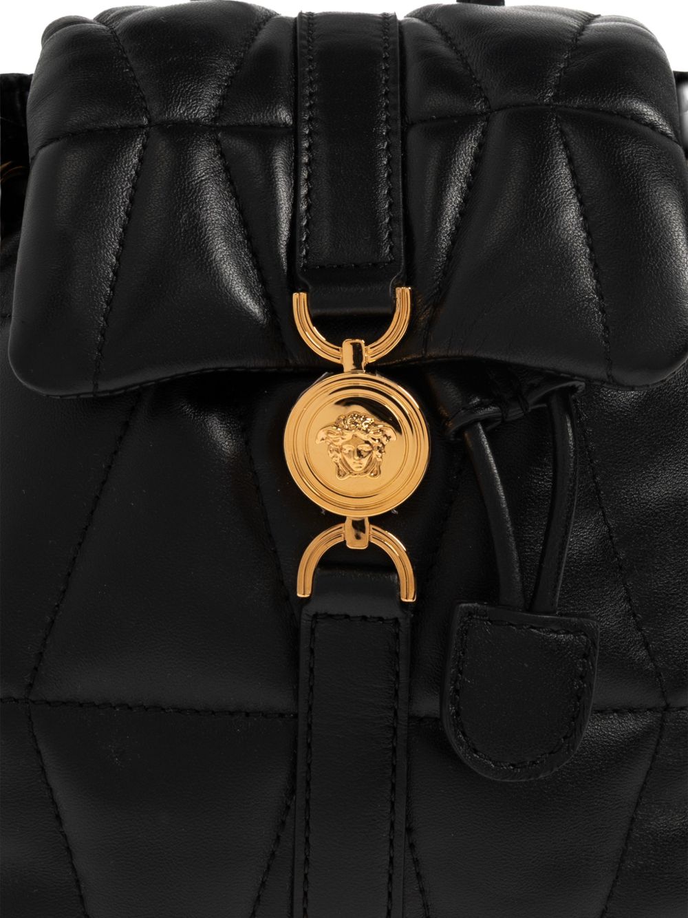 Versace Quilted Drawstring Backpack Black