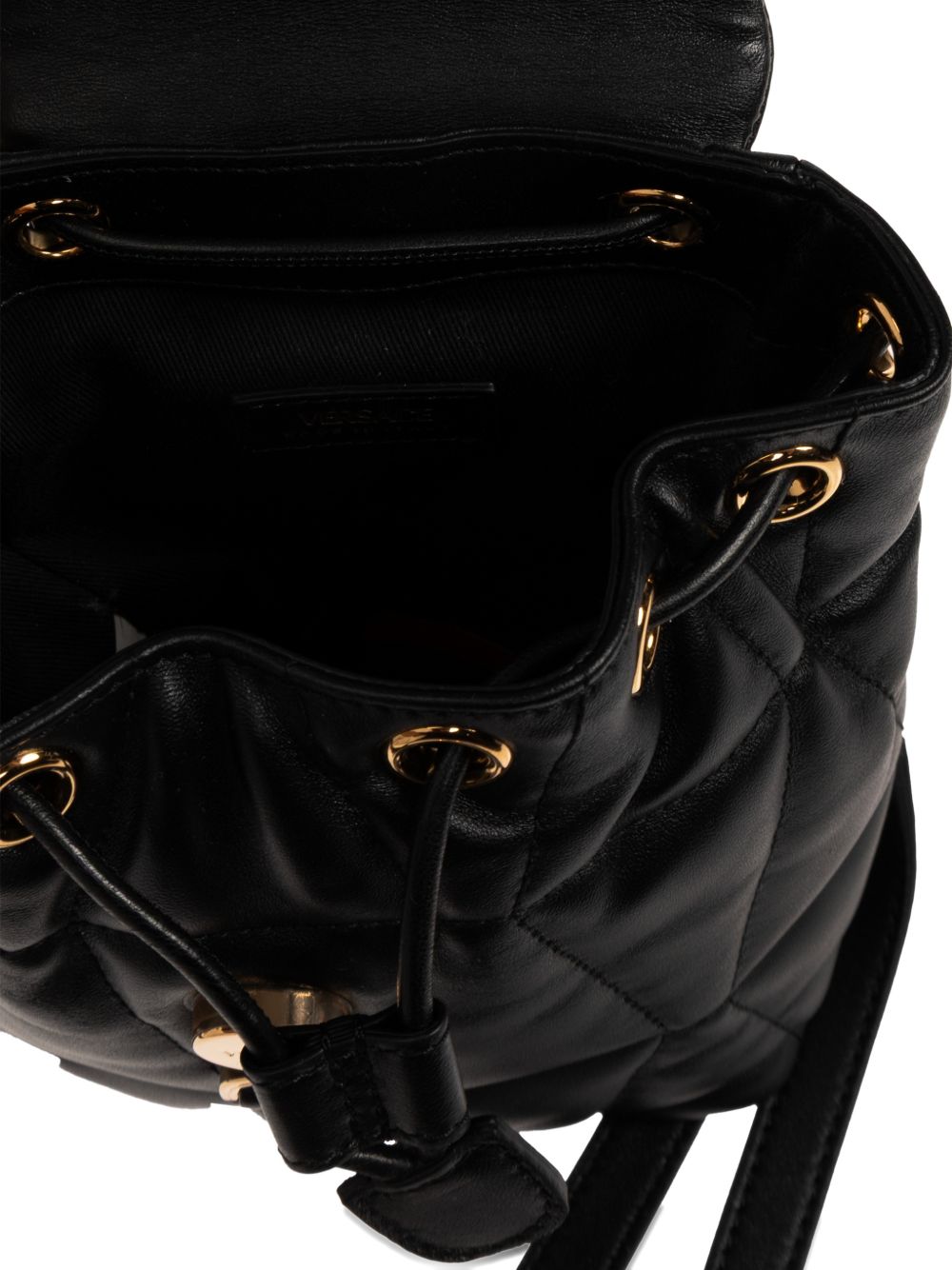 Versace Quilted Drawstring Backpack Black