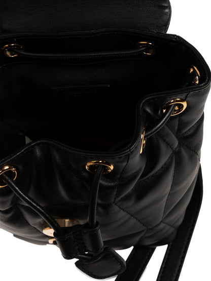 Versace Quilted Drawstring Backpack Black