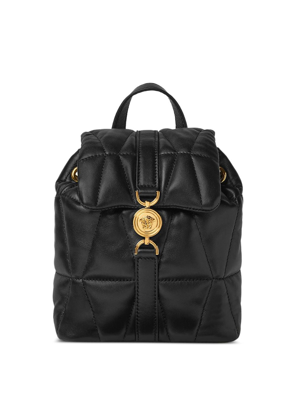 Versace Quilted Drawstring Backpack Black