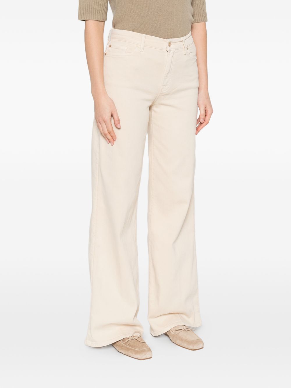 Seven Wide-Leg Denim Jeans Beige