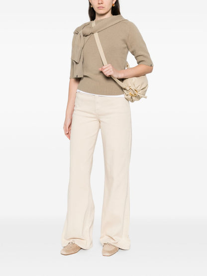 Seven Wide-Leg Denim Jeans Beige