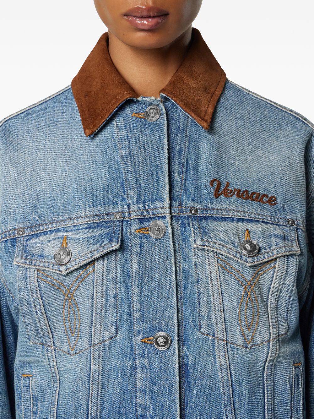 Versace Denim Cotton Jacket Blue
