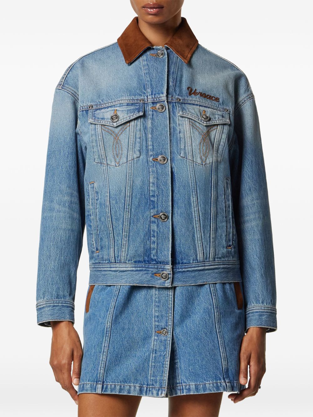 Versace Denim Cotton Jacket Blue
