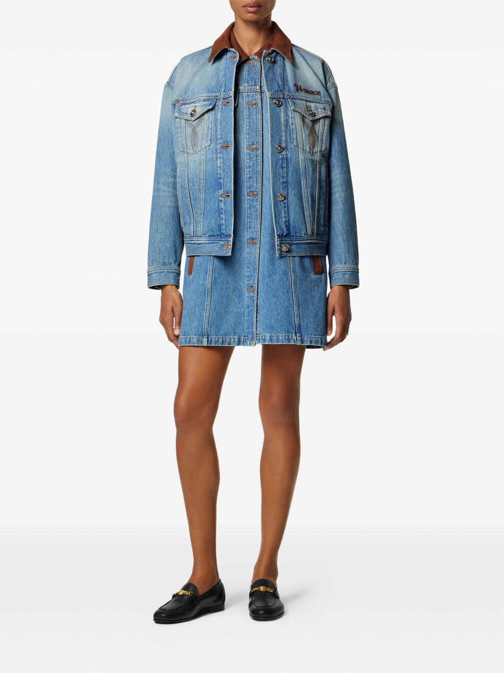 Versace Sleeveless Denim Mini Dress Blue