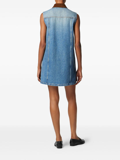 Versace Sleeveless Denim Mini Dress Blue