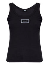 Versace Logo Patch Ribbed Cotton Tank Black