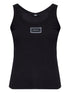 Versace Logo Patch Ribbed Cotton Tank Black