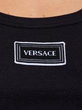 Versace Logo Patch Ribbed Cotton Tank Black