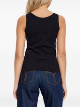 Versace Logo Patch Ribbed Cotton Tank Black