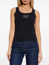 Versace Logo Patch Ribbed Cotton Tank Black
