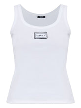 Versace Logo Ribbed Cotton Tank White