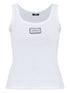 Versace Logo Ribbed Cotton Tank White