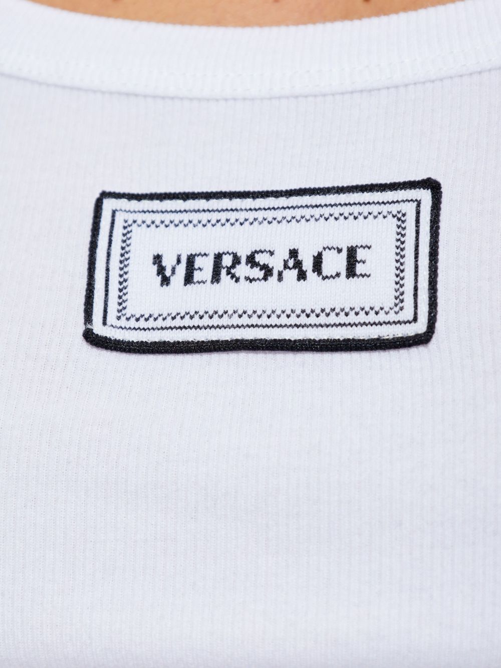 Versace Logo Ribbed Cotton Tank White