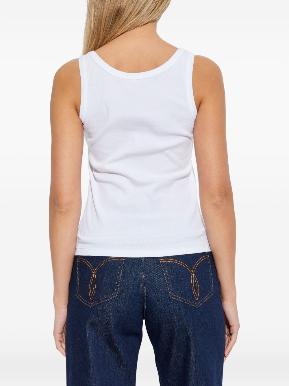 Versace Logo Ribbed Cotton Tank White