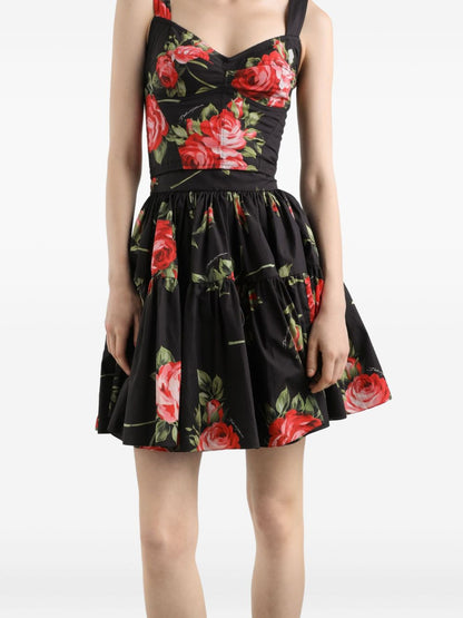 Dolce &amp; Gabbana Floral Tiered Midi Skirt Black