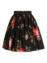 Dolce & Gabbana Floral Tiered Midi Skirt Black