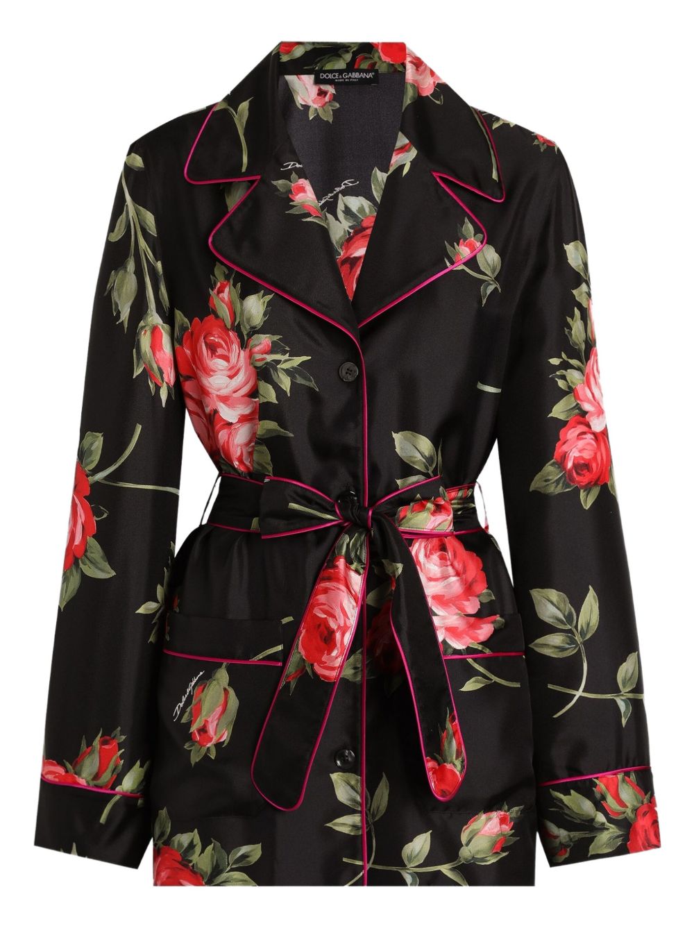Dolce & Gabbana Roses Silk Floral Shirt Black