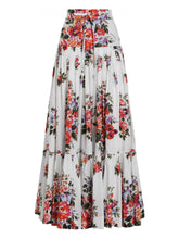 Dolce & Gabbana Floral Print Long Cotton Skirt White
