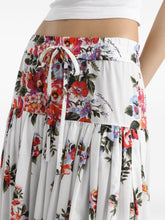 Dolce & Gabbana Floral Print Long Cotton Skirt White