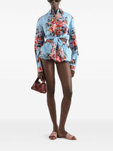 Dolce & Gabbana Floral Cotton Shirt Clear Blue