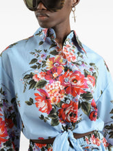 Dolce & Gabbana Floral Cotton Shirt Clear Blue