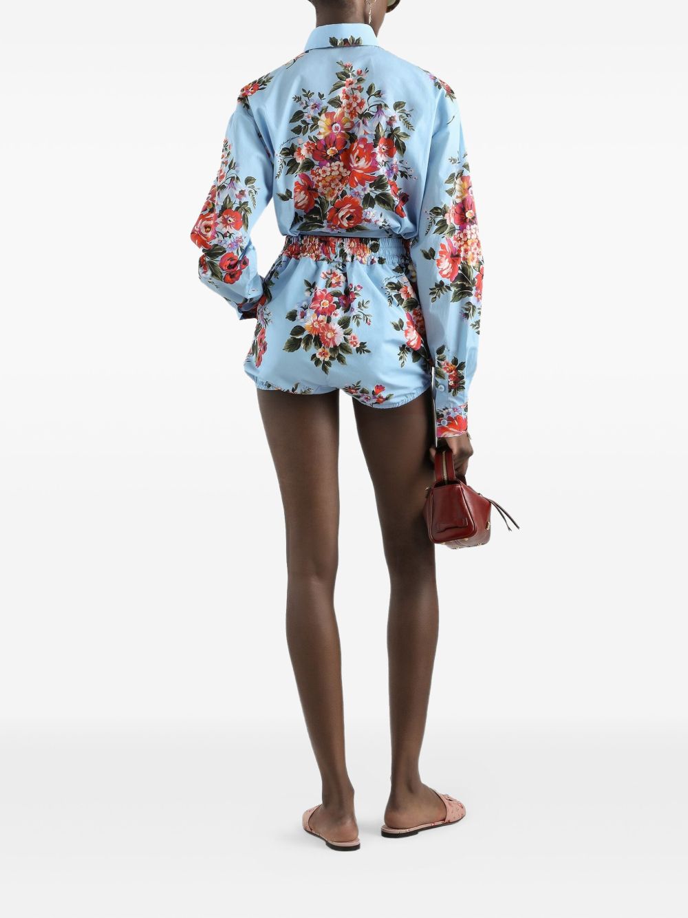 Dolce &amp; Gabbana Floral Cotton Shirt Clear Blue