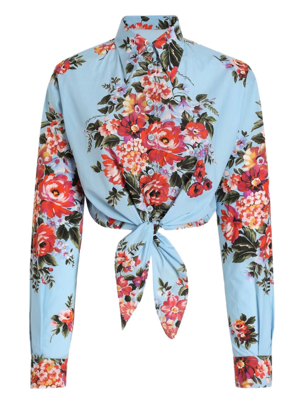 Dolce &amp; Gabbana Floral Cotton Shirt Clear Blue