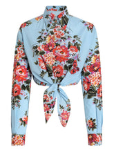 Dolce & Gabbana Floral Cotton Shirt Clear Blue