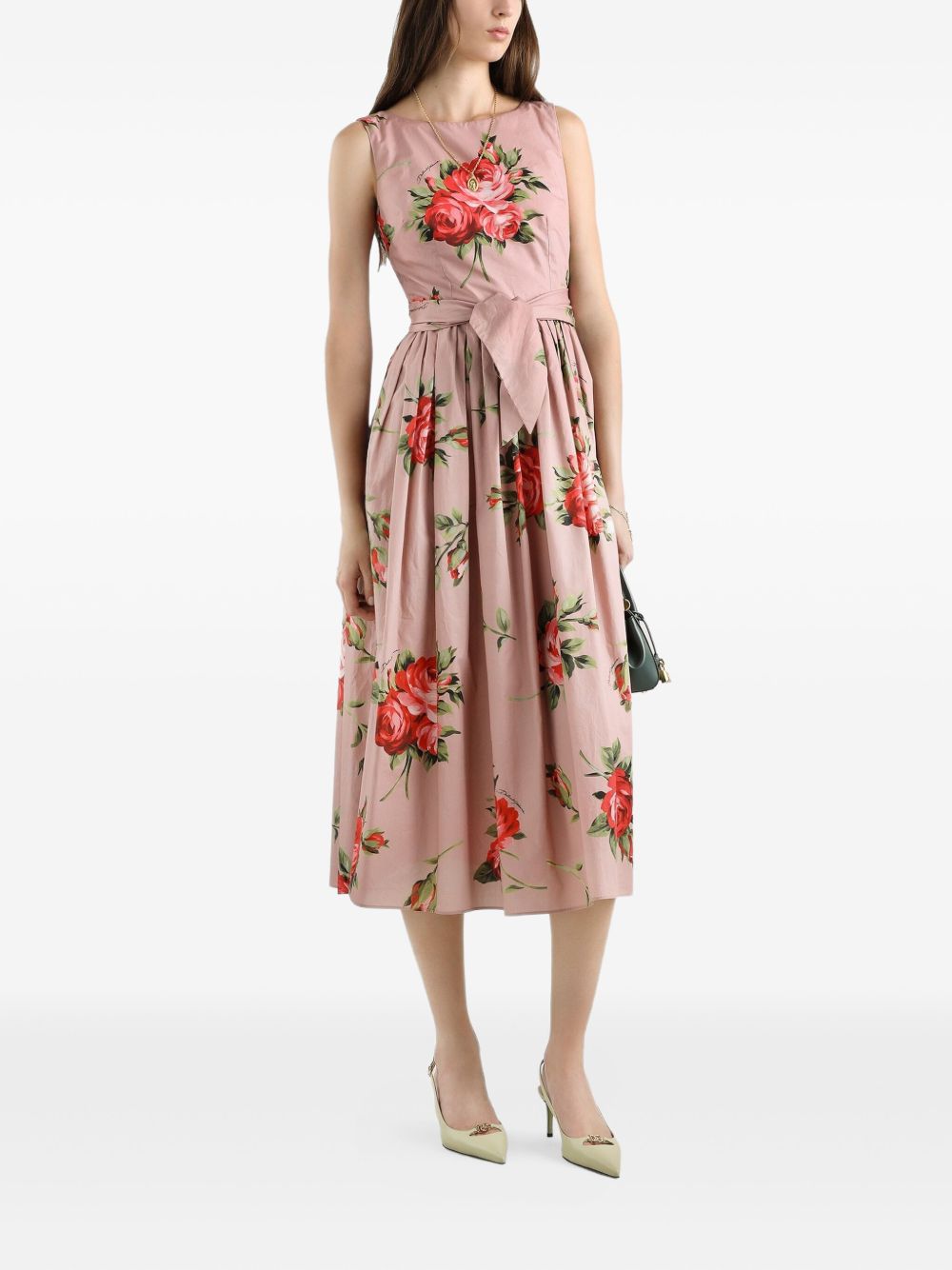 Dolce &amp; Gabbana Rose Bouquet Print Long Dress Pink