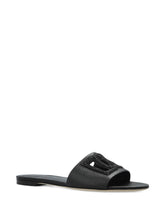 Dolce & Gabbana DG Logo Leather Flat Sandals Black