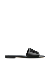 Dolce & Gabbana DG Logo Leather Flat Sandals Black