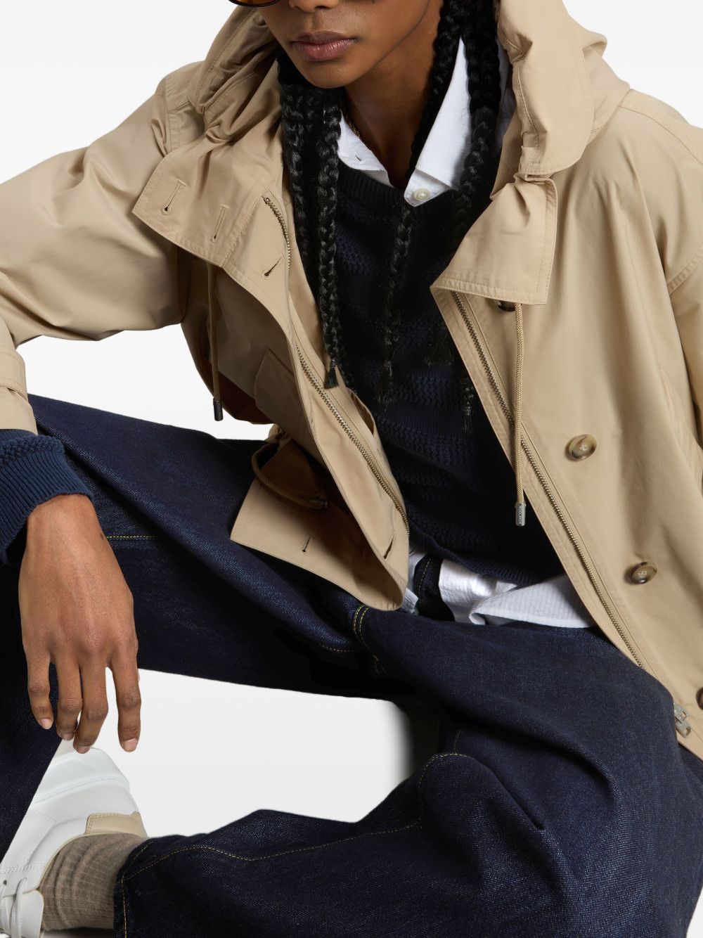 Woolrich Double Breasted Wool Coat Beige