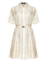 Versace Barocco Silk Shirt Dress Golden