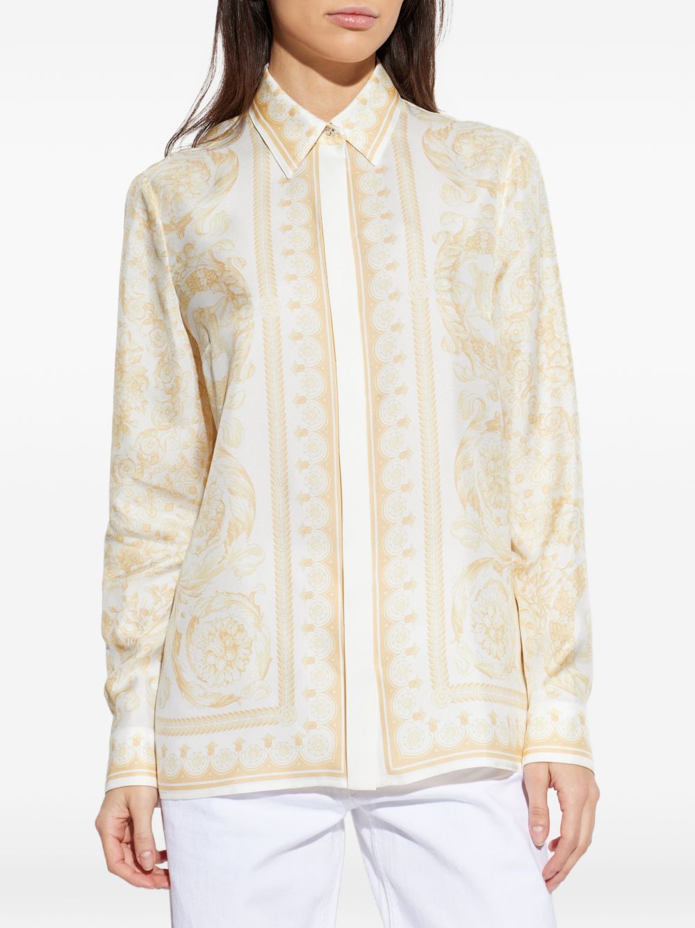 Versace Barocco Silk Shirt Golden