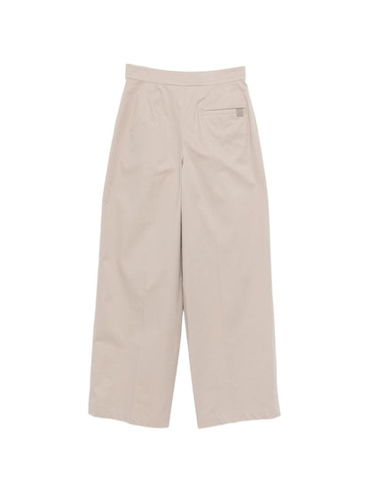 Emporio Armani Wide Leg Cotton Trousers Beige