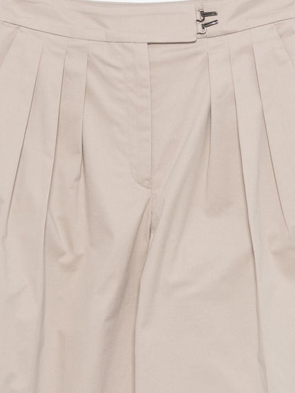 Emporio Armani Wide Leg Cotton Trousers Beige
