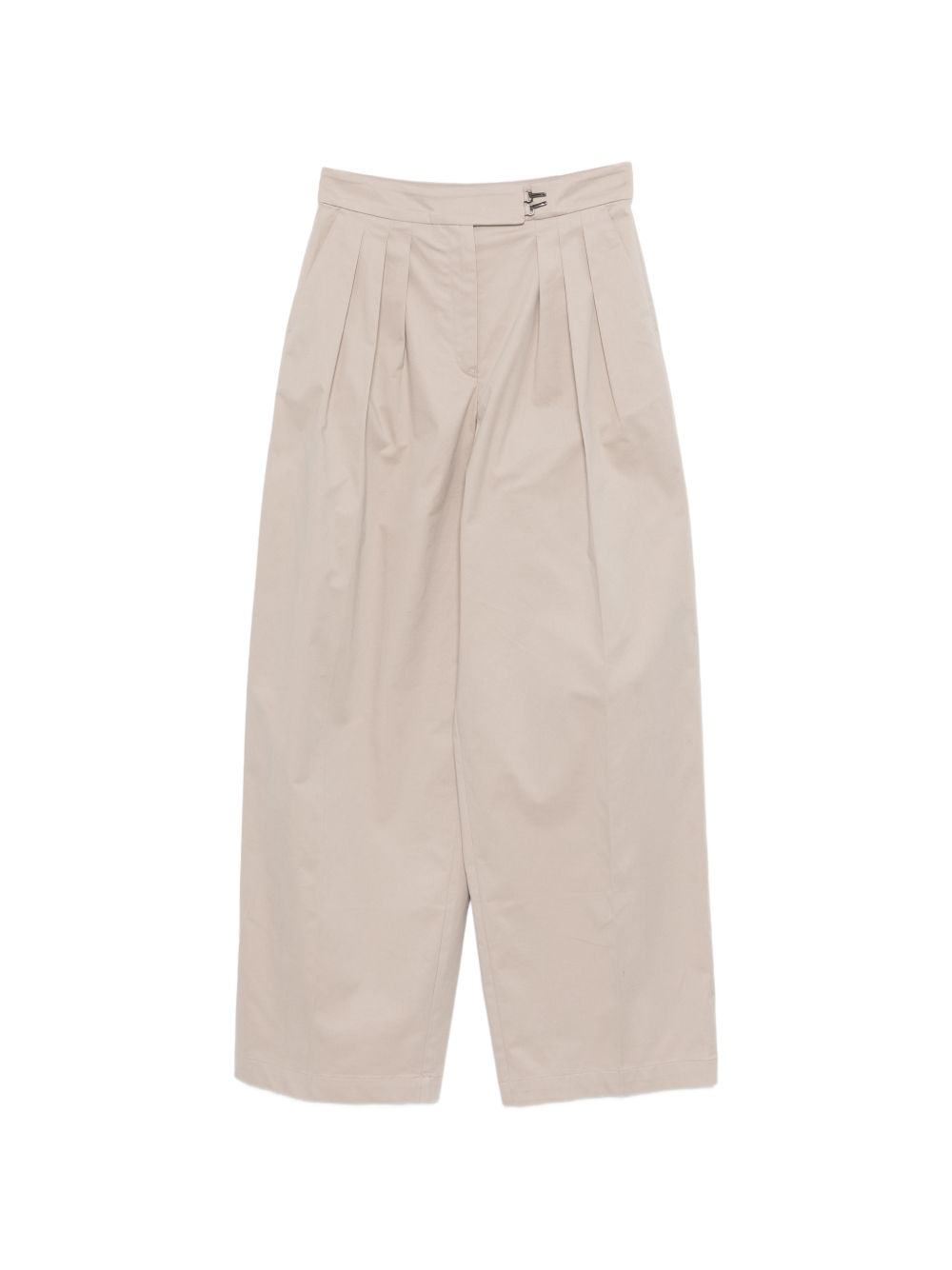 Emporio Armani Wide Leg Cotton Trousers Beige