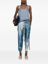 Pierre Louis Mascia Butterfly Floral Silk Trousers Clear Blue