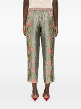 Pierre Louis Mascia Floral Silk Cropped Trousers Khaki