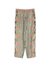 Pierre Louis Mascia Floral Silk Cropped Trousers Khaki