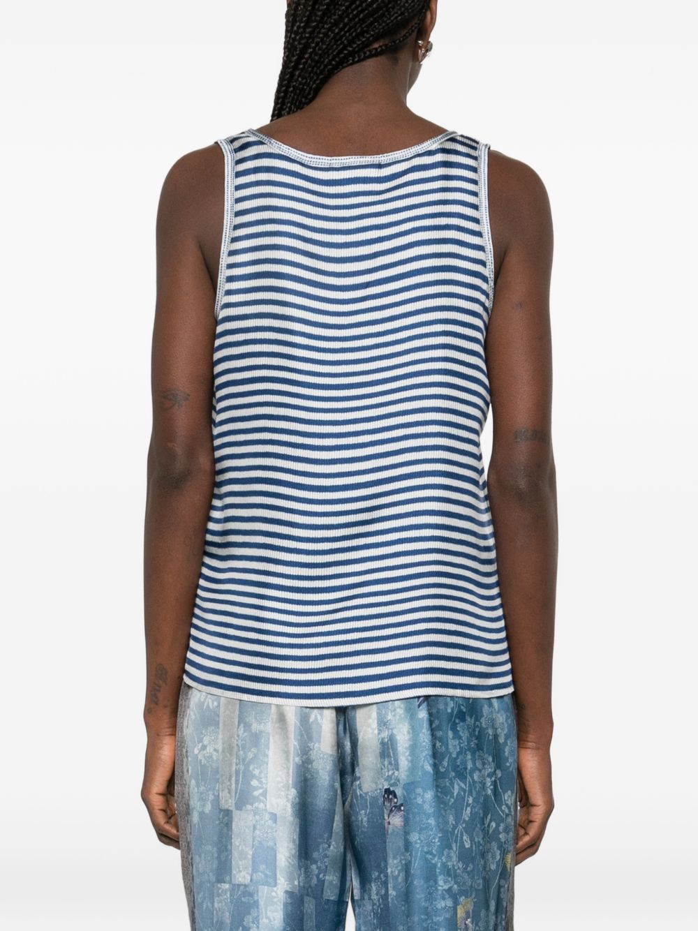 Pierre Louis Mascia Striped Silk Tank Top Blue