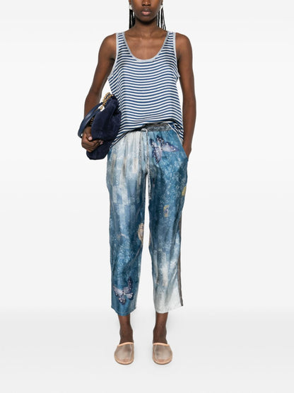 Pierre Louis Mascia Striped Silk Tank Top Blue