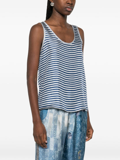 Pierre Louis Mascia Striped Silk Tank Top Blue