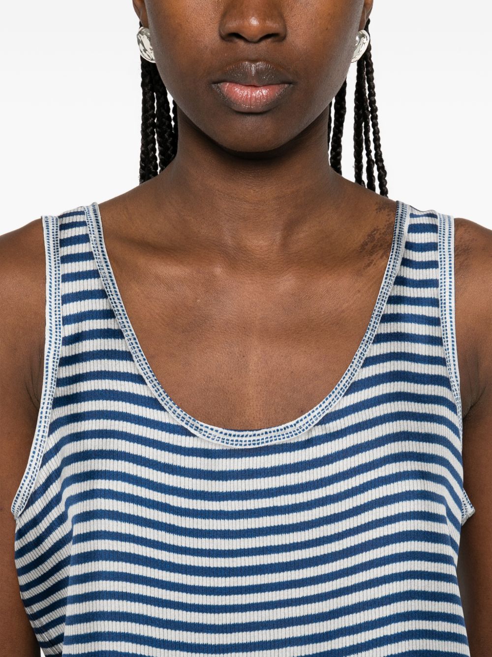 Pierre Louis Mascia Striped Silk Tank Top Blue